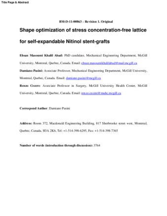 Shape optimization of stress concentration-free lattice for self-expandable Nitinol stent-grafts thumbnail