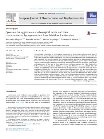 Quantum dot agglomerates in biological media and their characterization by asymmetrical flow field-flow fractionation thumbnail