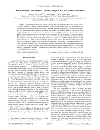 Delayed excitatory and inhibitory feedback shape neural information transmission thumbnail