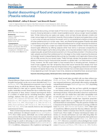 Spatial discounting of food and social rewards in guppies (Poecilia reticulata) thumbnail