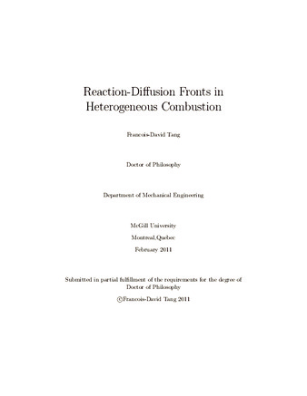 Reaction-diffusion fronts in heterogeneous combustion thumbnail