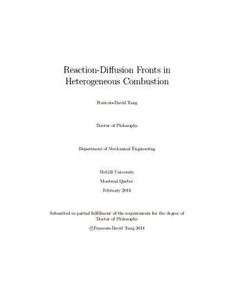 Reaction-diffusion fronts in heterogeneous combustion thumbnail