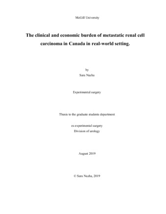 The clinical and economic burden of metastatic renal cell carcinoma in Canada in real-world setting thumbnail