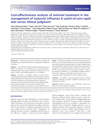 Cost‐effectiveness analysis of antiviral treatment in the management of seasonal influenza A: point‐of‐care rapid test versus clinical judgment thumbnail