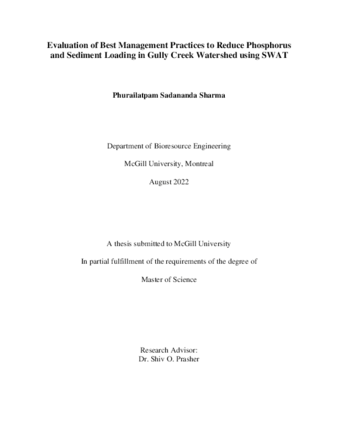 Evaluation of Best Management Practices to Reduce Phosphorus and Sediment Loading in Gully Creek Watershed using SWAT thumbnail