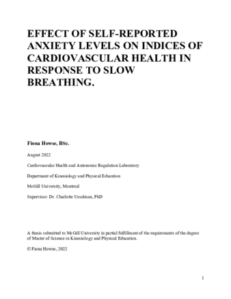 Effect of self-reported anxiety levels on indices of cardiovascular health in response to slow breathing thumbnail