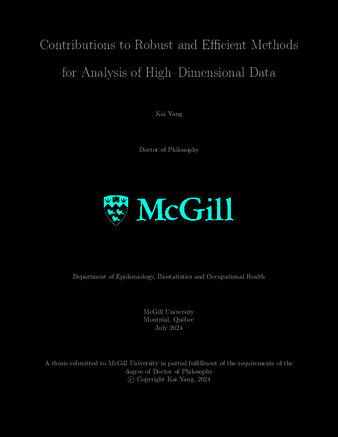 Contributions to Robust and Efficient Methods for Analysis of High-Dimensional Data thumbnail