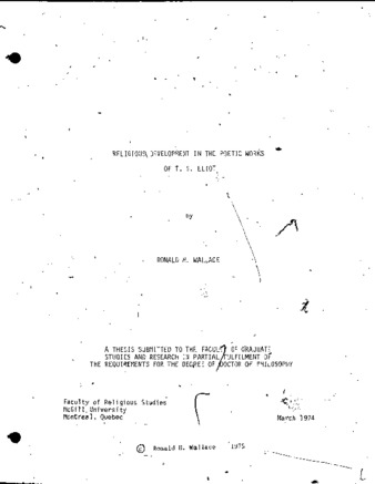 Religious development in the poetic works of T. S. Eliot thumbnail