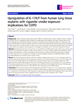 Upregulation of IL-17A/F from human lung tissue explants with cigarette smoke exposure: implications for COPD thumbnail