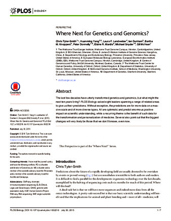 Where Next for Genetics and Genomics? thumbnail