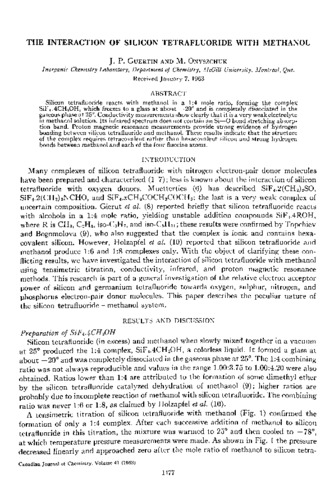 The interaction of siliocon tetrafluoride with methanol. thumbnail