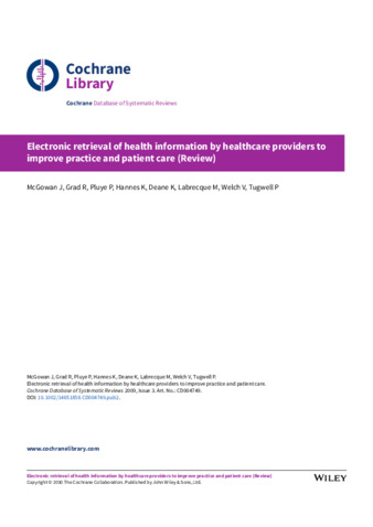 Electronic retrieval of health information by healthcare providers to improve practice and patient care (Review) thumbnail