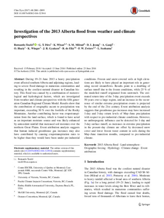 Investigation of the 2013 Alberta flood from weather and climate perspectives thumbnail