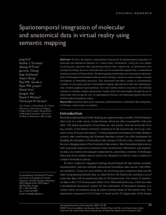 Spatiotemporal integration of molecular and anatomical data in virtual reality using semantic mapping thumbnail