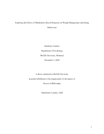Exploring the effects of mindfulness-based programs on weight management and eating behaviors thumbnail