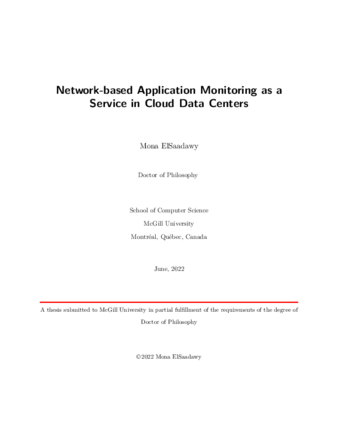 Network-based application monitoring as a service in cloud data centers thumbnail