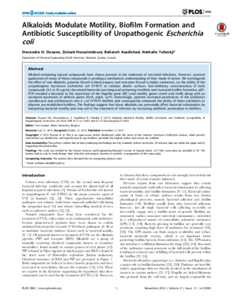 Alkaloids Modulate Motility, Biofilm Formation and Antibiotic Susceptibility of Uropathogenic Escherichia coli thumbnail
