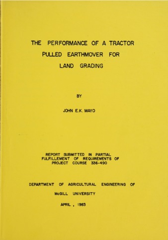 Performance of a Tractor Pulled Earthmover for Land Grading thumbnail