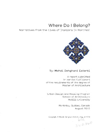 Where do I belong? : narratives from the lives of Iranians in Montreal thumbnail