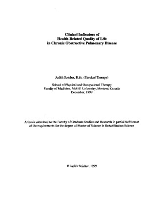 Clinical Indicators of Health-Related Quality of Life in Chronic Obstructive Pulmonary Disease thumbnail