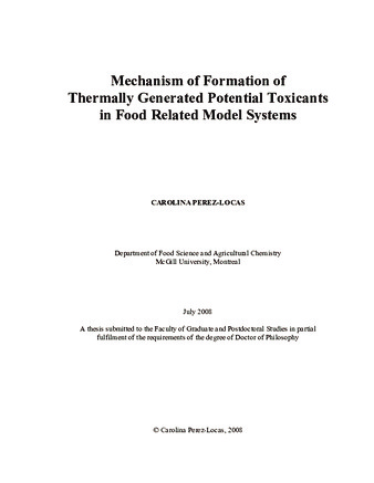 Mechanism of formation of thermally generated potential toxicants in food-related model systems thumbnail