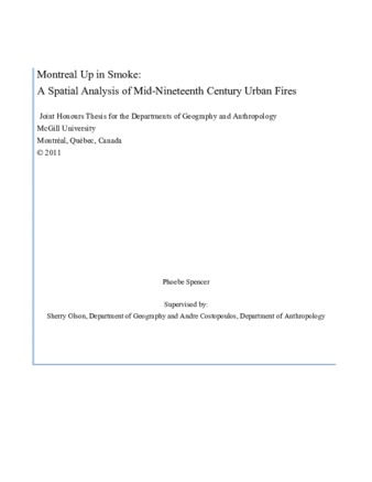 Montreal Up in Smoke: A Spatial Analysis of Mid-Nineteenth Century Urban Fires thumbnail