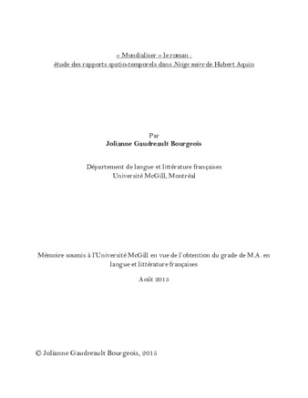 « Mondialiser » le roman : étude des rapports spatio-temporels dans «Neige noire» de Hubert Aquin thumbnail