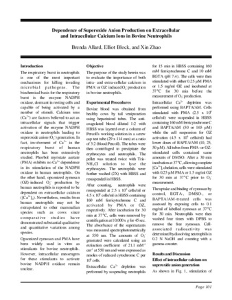 Dependence of Superoxide Anion Production on Extracellular and Intracellular Calcium Ions in Bovine Neutrophils thumbnail