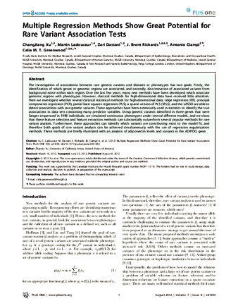 Multiple Regression Methods Show Great Potential for Rare Variant Association Tests thumbnail