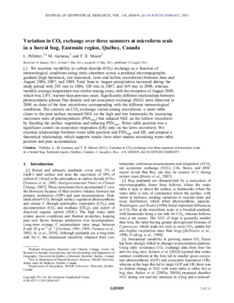 Variation in CO2 exchange over three summers at microform scale in a boreal bog, Eastmain region, Québec, Canada thumbnail