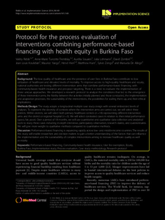 Protocol for the process evaluation of interventions combining performance-based financing with health equity in Burkina Faso thumbnail