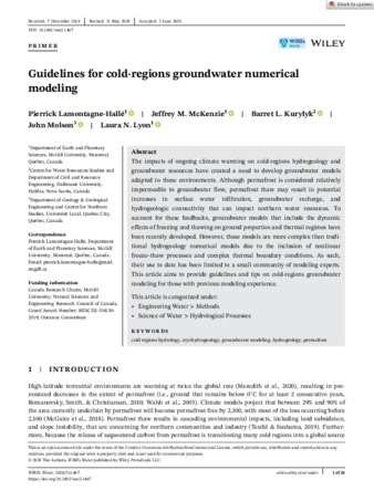 Guidelines for cold‐regions groundwater numerical modeling thumbnail