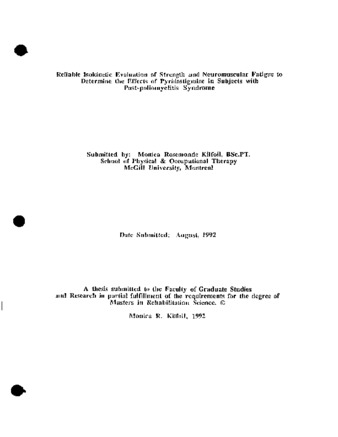 Reliable isokinetic evaluation of strength and neuromuscular fatigue to determine the effects of pyridostigmine in subjects with post-poliomyelitis syndrome thumbnail