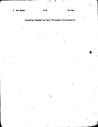 A screening program for the detection of beta thalassemia heterozygotes/ thumbnail