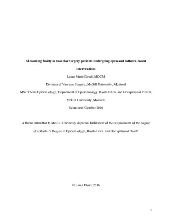 Measuring frailty in vascular surgery patients undergoing open and catheter-based interventions thumbnail