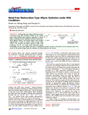 Metal-Free Markovnikov-Type Alkyne Hydration under Mild Conditions thumbnail