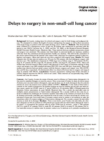 Delays to surgery in non-small-cell lung cancer thumbnail