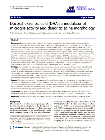 Docosahexaenoic acid (DHA): a modulator of microglia activity and dendritic spine morphology thumbnail