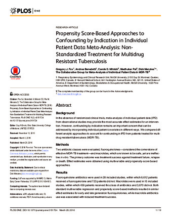 Propensity Score-Based Approaches to Confounding by Indication in Individual Patient Data Meta-Analysis: Non-Standardized Treatment for Multidrug Resistant Tuberculosis thumbnail