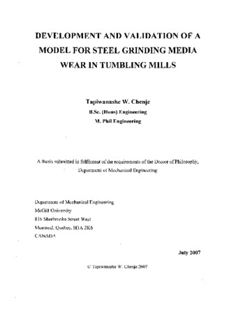 Development and validation of a model for steel grinding media wear in tumbling mills thumbnail