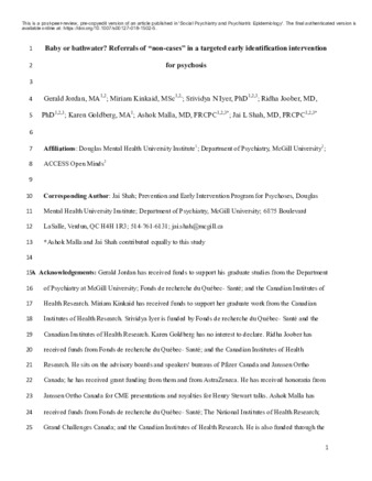 Baby or bathwater? Referrals of “non-cases” in a targeted early identification intervention for psychosis thumbnail