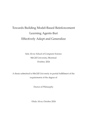 Towards building model-based reinforcement learning agents that effectively adapt and generalize thumbnail