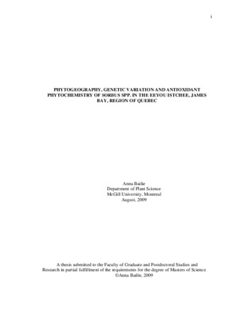 Phytogeography, genetic variation and antioxidant phytochemistry of «Sorbus» spp. in the Eeyou Istchee, James Bay, region of Quebec thumbnail