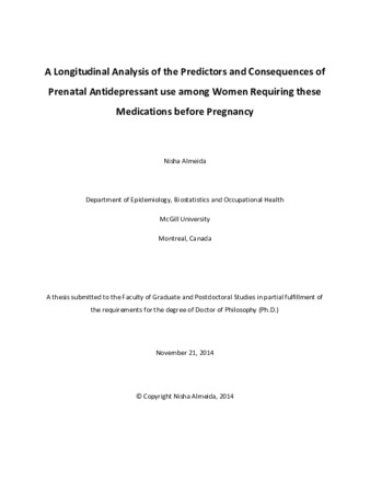 A longitudinal analysis of the predictors and consequences of prenatal antidepressant use among women requiring these medications before pregnancy thumbnail