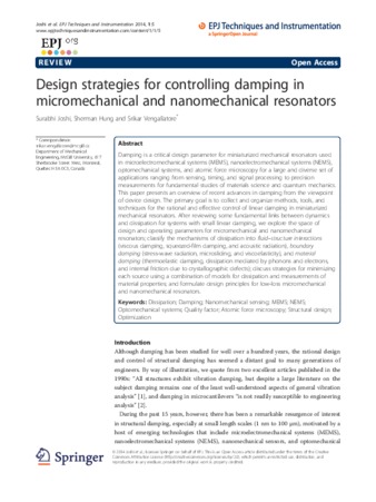 Design strategies for controlling damping in micromechanical and nanomechanical resonators thumbnail