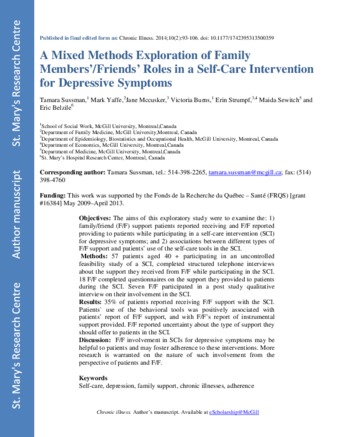 A mixed methods exploration of family members’/friends’ roles in a self-care intervention for depressive symptoms thumbnail