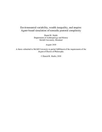 Environmental variability, wealth inequality, and empire: Agent-based simulation of nomadic pastoral complexity thumbnail