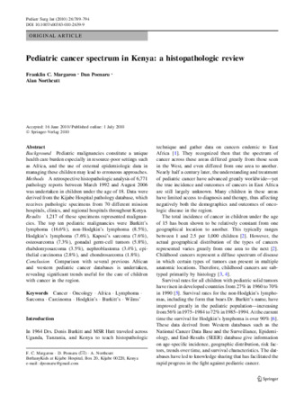 Pediatric cancer spectrum in Kenya: a histopathologic review thumbnail