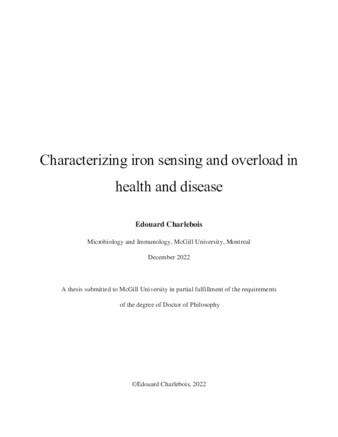 Characterizing iron sensing and overload in health and disease thumbnail