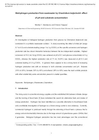 Biohydrogen production from wastewater by Clostridium beijerinckii: Effect of pH and substrate concentration thumbnail